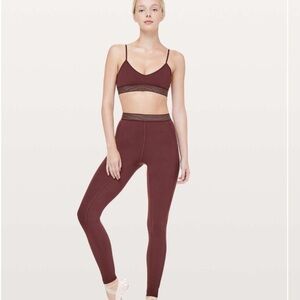 Lululemon Principal Dancer Golden Lining Tight Midnight yoga Maroon leggings 4